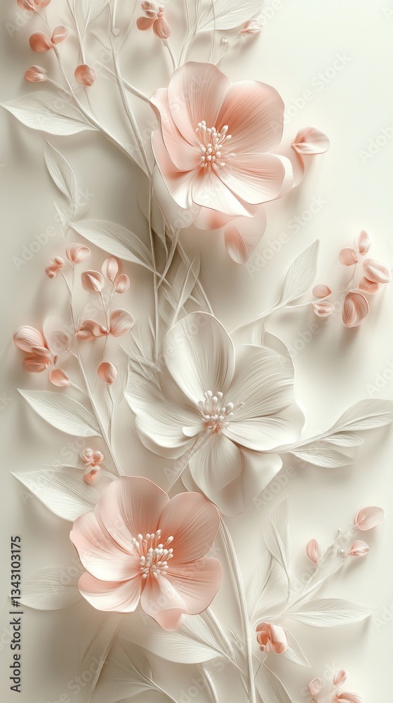 Poster softly molded flowers in shades of pink and white intertwine gracefully, creating an elegant display