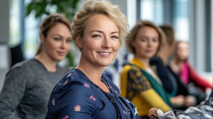 Elegant A hands on workshop where people are gathered around learning to sew and design their own personalized ribbon skirts 