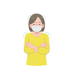 Obraz premium 寒気がする女性