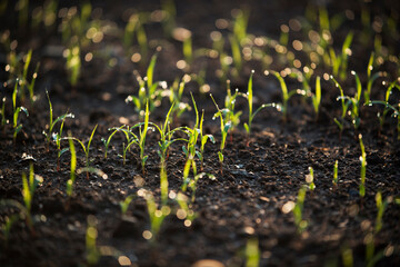 따뜻한 봄에 피어오르는 새싹들.