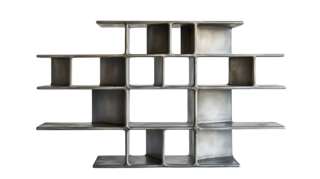 Unique modern shelving unit crafted with geometric shapes for stylish storage solutions