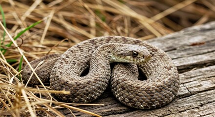 Fototapeta premium A Camouflaged Snake Waiting for the Perfect Moment to Strike