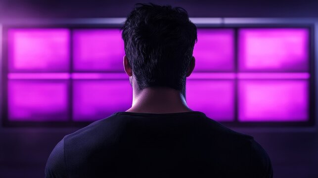 Elegant A quantum researcher working late at night analyzing complex algorithms on multiple floating holographic screens in a dimly lit lab 