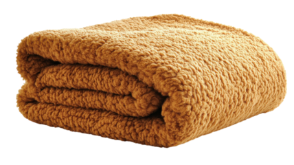 Cozy orange blanket folded neatly on a bed, inviting warmth and comfort for chilly evenings