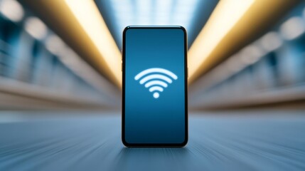 Elegant A sleek 5G enabled smartphone with a futuristic interface connected to a high speed network displaying ultra fast download speeds 