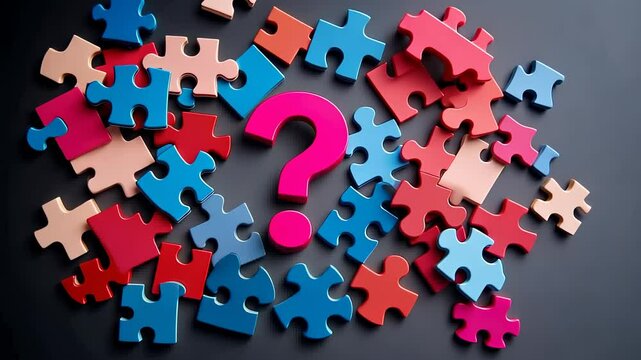 Colorful Puzzle Pieces with a Question Mark
