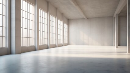 Fototapeta premium A bright, open interior of a wooden structure under construction,