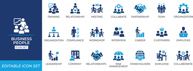 Business people icon set - vector illustration.