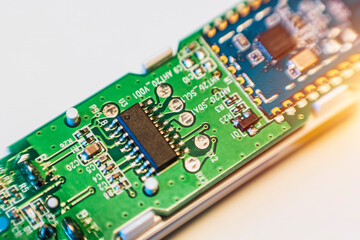 Close view of electronic circuit board module