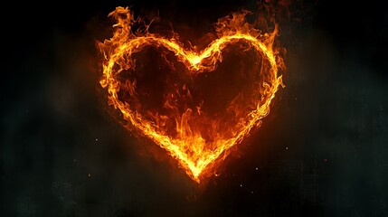 Fiery Heart Burning in Dark Smoke.