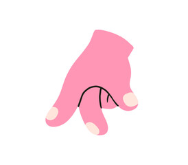 Hand, pointing, leaning, grasping, clenching, holding, different arm action, gesture symbol, different hand gestures, signs shown with palm and fingers isolated on background flat vector illustration.