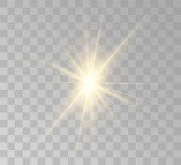 Transparent yellow sunlight special lens flash light effect. Front solar flare lenses
