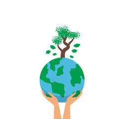 Tree and Earth Reforestation Illustration