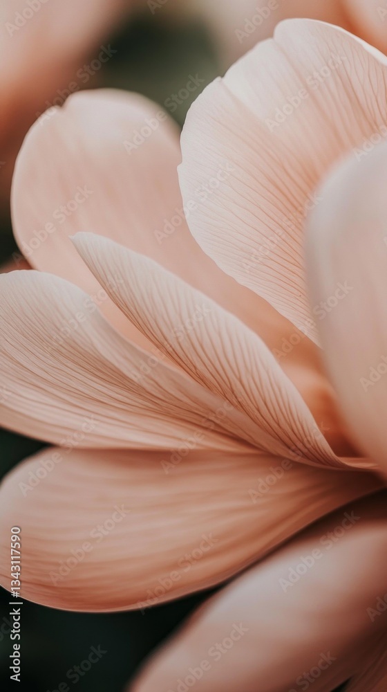 Poster soft peach flowers blossom beautifully, their delicate petals layering and creating an inviting text