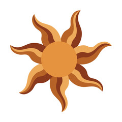 Retro groovy sun clipart, cute celestial hand drawn vector illustration in flat style.