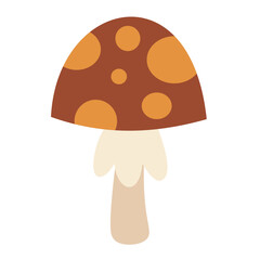 Pastel mushroom clipart in cartoon style. Autumn woodland seasonal object. Fall vector illustration	