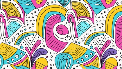 Fototapeta premium Memphis geometric seamless pattern. Multicolor abstract background in retro 80s, 90s style
