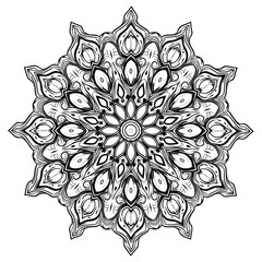 A line art mandala heard design  illustration of a coloring Page white background.