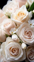 Obraz premium Elegant white roses and blossoms bouquet in full bloom