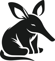Aardvark sitting with ears drooping sleepily animal silhouette vector