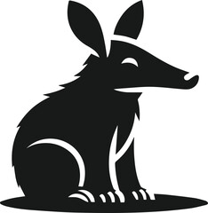 Aardvark sitting with ears drooping sleepily animal silhouette vector