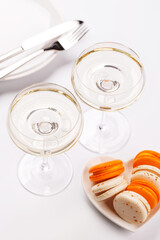 Pairing of champagne and delicate macaroons