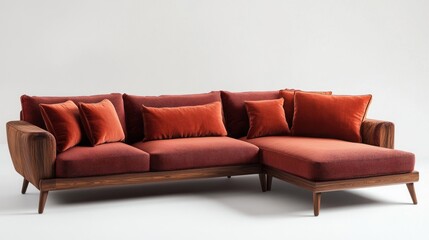 Fototapeta premium Space Brown Wooden View Right Room Sectional Cushion