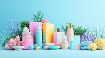 Vibrant abstract representation of business packaging and branding: An energetic 3D composition featuring abstract shapes and vivid colors intertwined with elements of business packaging, creating a