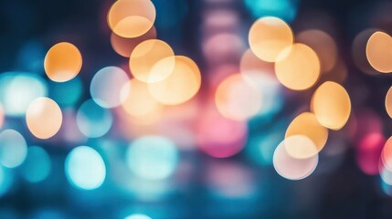 Fototapeta premium Colorful Bokeh Lights Creating Dreamy Atmosphere at Night