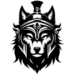 Silhouette portrait of wolf warrior