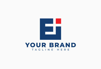 Linked Initial e and i Square Vector Logo Design	