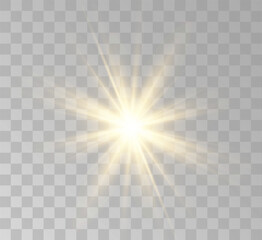 Transparent yellow sunlight special lens flash light effect. Front solar flare lenses