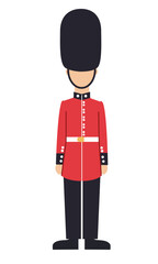 Traditional Britain Royal Guard in flat style. Hand drawn vector art.