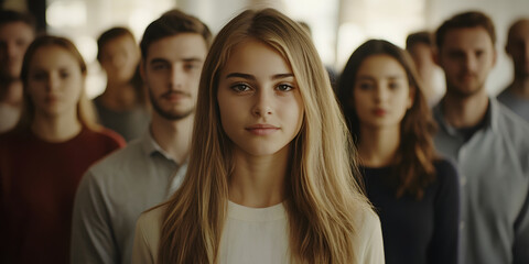 A focused group of young professionals in an office setting