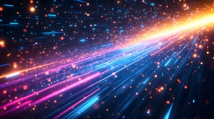 Fototapeta premium Glowing streaks and particles form abstract visual display