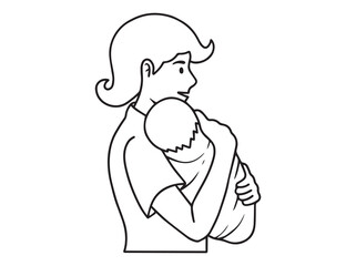 Mother Day Line Art Illustration