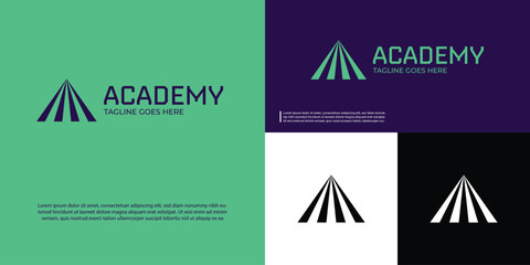Modern abstract academy logo with triangular shapes, ideal for education, corporate, and branding identity.
