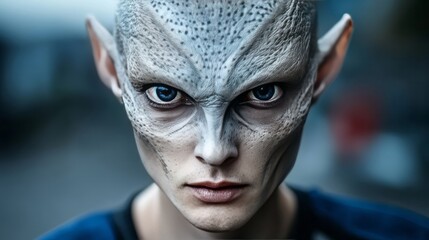 Elegant A fantasy inspired transformation using prosthetics and elaborate makeup to reshape the face into an alien like creature 