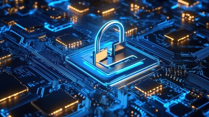 Fototapeta premium Encrypted virtual private network VPN securing online data transmission.