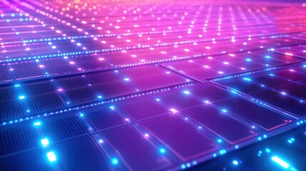 Obraz premium Energy innovation with a futuristic glowing solar panel concept.