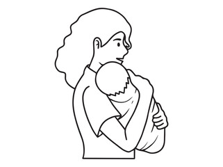 Mother Day Line Art Illustration