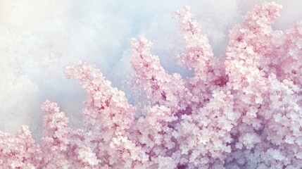 Delicate pink blossoms against a soft pastel sky