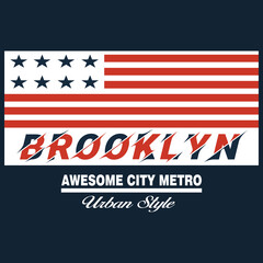brooklyn american flag urban style typography vector shirt illustration