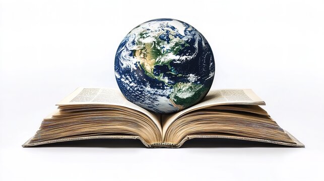 World Book Day 23rd Day April Open Book over the planet