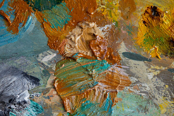 Colorful paint background with coarse texture in layers