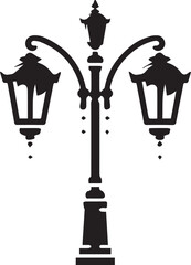 Isolated vintage lamppost Vintage Garden Lamp Silhouette street light vector illustration
