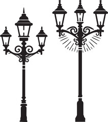 Isolated vintage lamppost Vintage Garden Lamp Silhouette street light vector illustration
