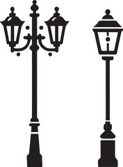 Obraz premium Isolated vintage lamppost Vintage Garden Lamp Silhouette street light vector illustration 