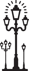 Isolated vintage lamppost Vintage Garden Lamp Silhouette street light vector illustration

