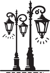 Isolated vintage lamppost Vintage Garden Lamp Silhouette street light vector illustration
